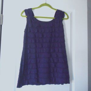 Ladies Sleeveless Ruffled Top, Plum